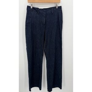 L.L.Bean Trousers Womens 12 Tall Blue Denim Straight Leg Stretch Wide Leg